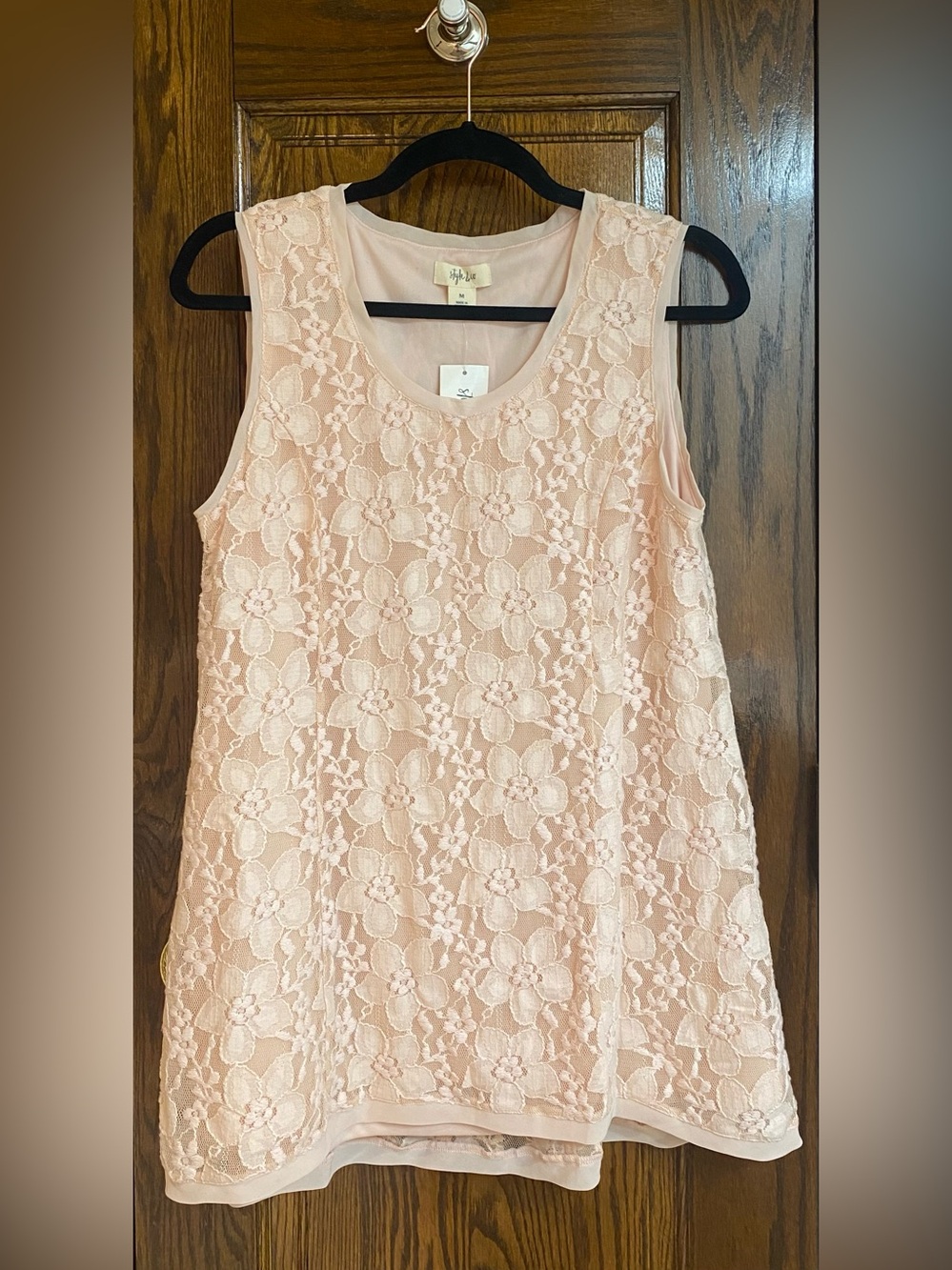 Style & Co. Sleeveless Floral Lace Top in Blush Pink